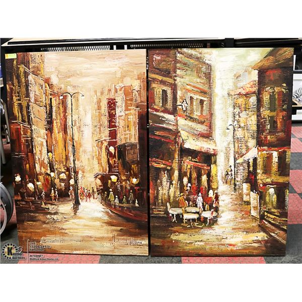 2 LARGE CANVAS OIL PAINTINGS 31" X 48"