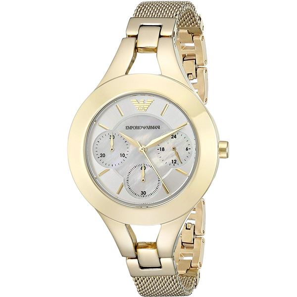 NEW EMPORIO ARMANI TRIPLE CHRONO GOLD TONE MSP$502