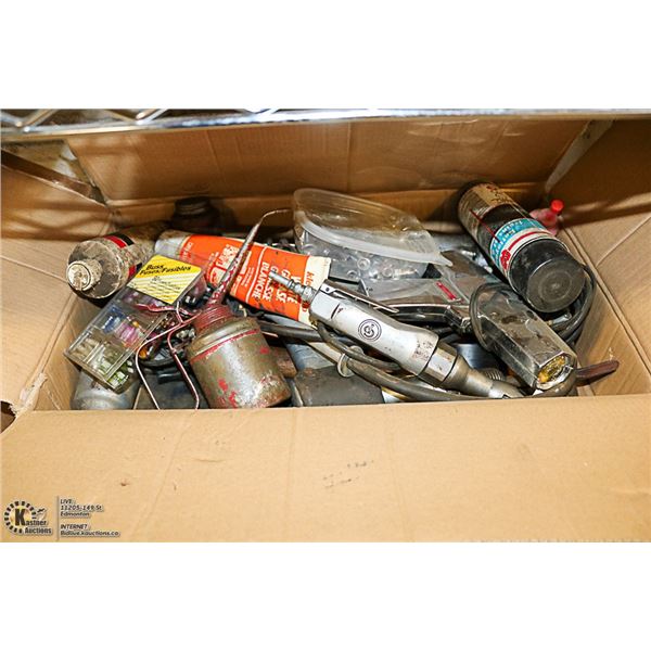 BOX OF AIRTOOLS,TOOLS & HAMMERS