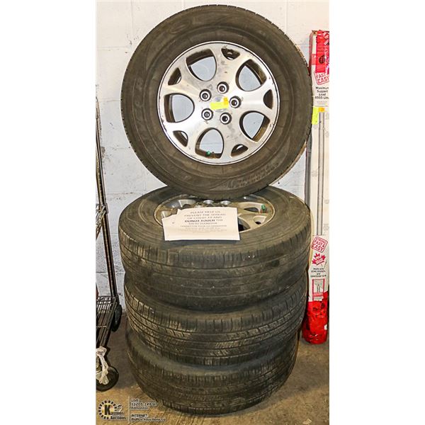 4 MAG WHEELS 16" WITH TIRES. 225/70/16"