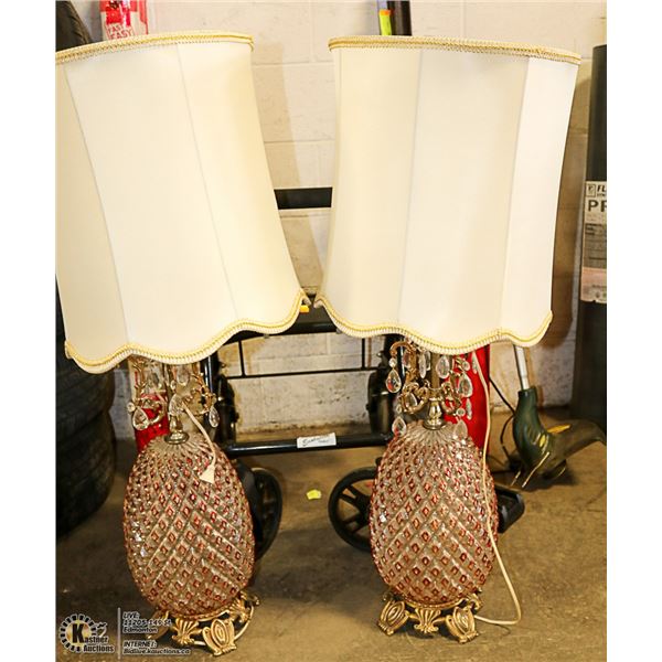 PAIR OF LARGE 1960'S CRYSTAL GLASS LAMP