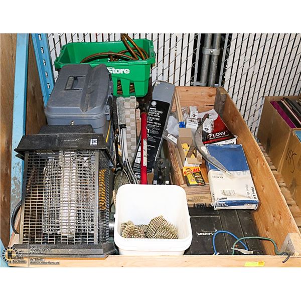 PALLET OF TOOLS, TOOL BOXES AND MORE