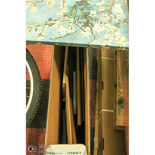 BOX OF PICTURES AND MIRROR