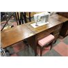 Image 1 : SINGER SEWING MACHINE IN CABINET-NO POWER CORD/