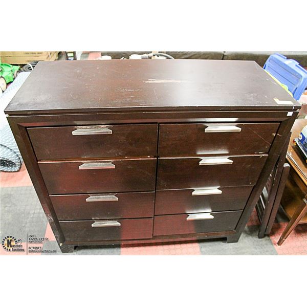 BROWN 8 DRAWER DRESSER, TOP 2 DRAWER FRONTS