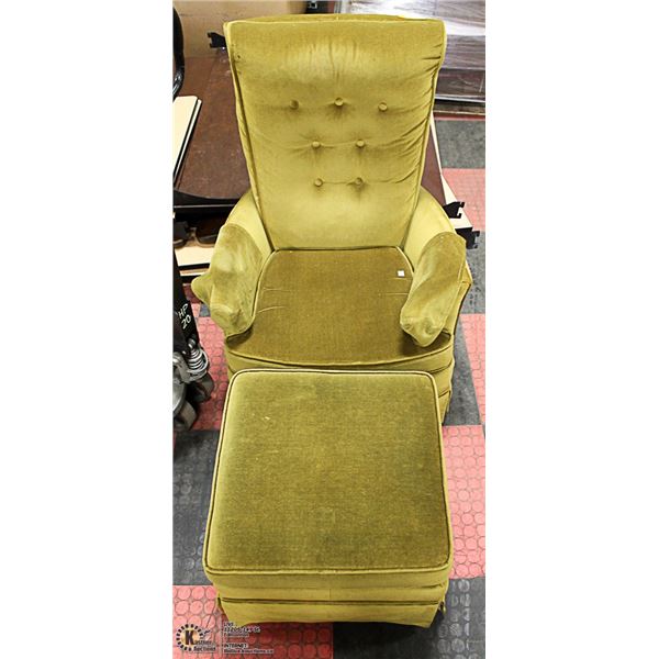 VINTAGE SWIVEL ROCKER-TUFTED BACK W/OTTOMAN-