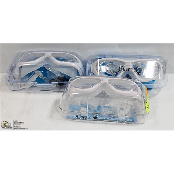 3 SETS OF UV SHIELD / ANTI FOG SWIMMING GOGGLES