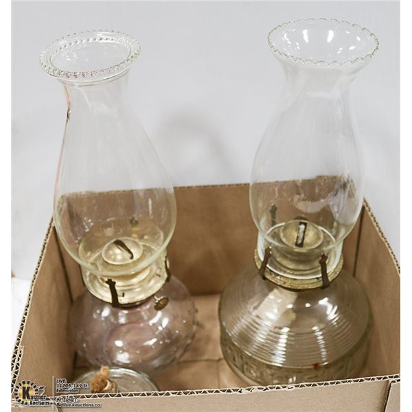 3 VINTAGE CLEAR GLASS LAMPS