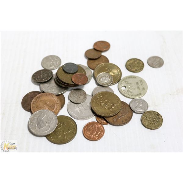 ESTATE LOT OF ANTIQUE WORLD COINS ASSORTED