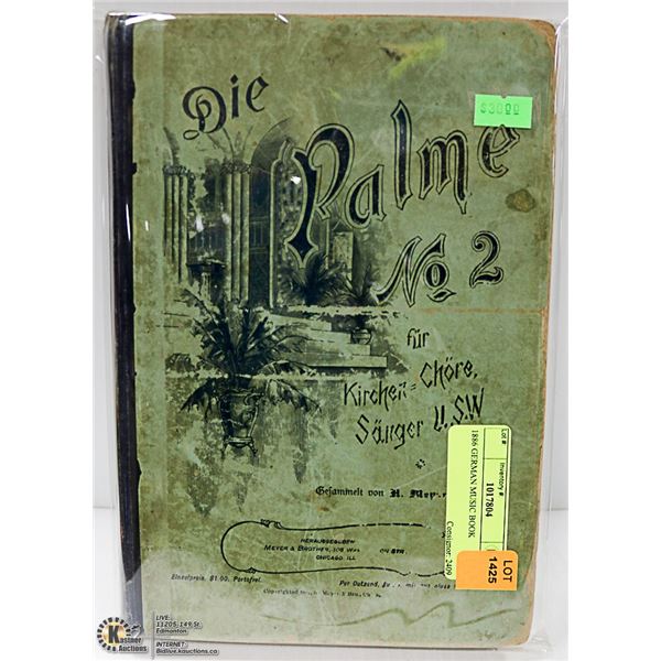 1886 GERMAN MUSIC BOOK