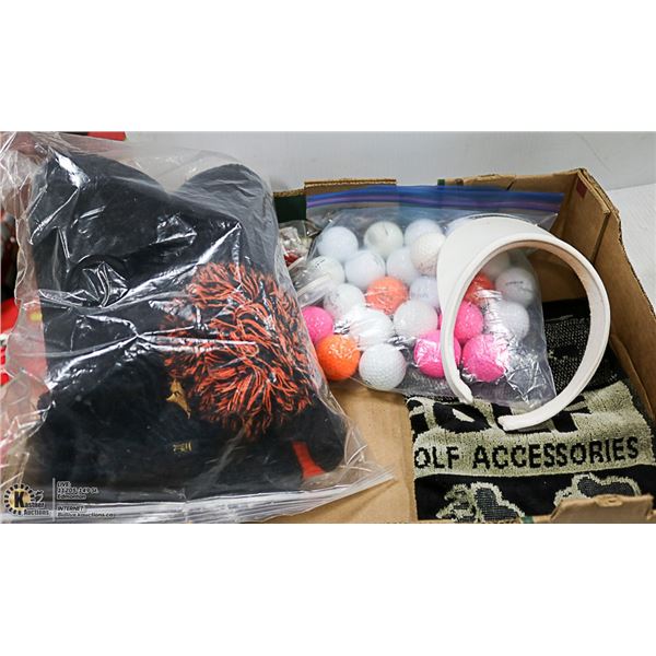 FLAT OF GOLF BALLS AND ACCESSORIES - BAG OF 25