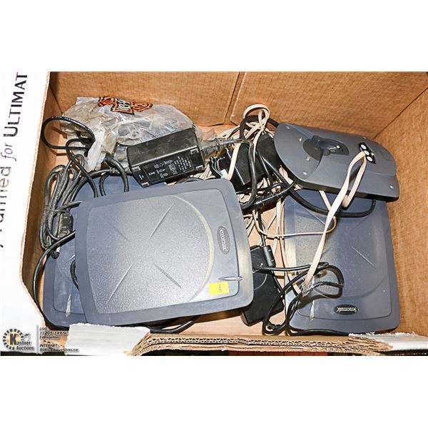 BOX OF SENSORMATIC DEMAGNITIZERS & REMOVERS