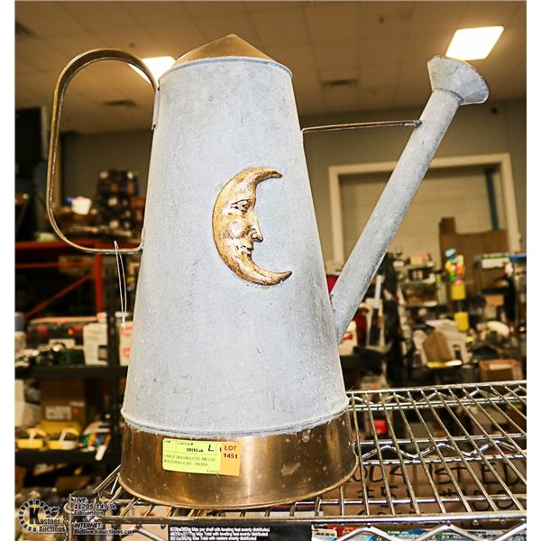 LARGE DECORATIVE METAL WATERING CAN - BRASS