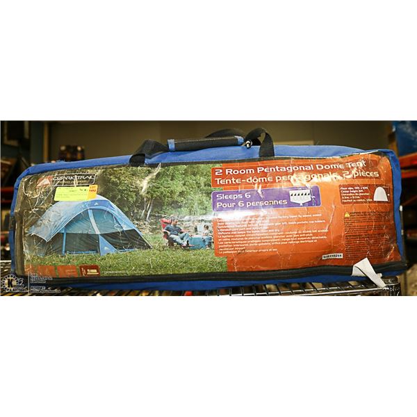 OZARK TRAIL 2-ROOM PENTAGON SHAPE TENT, SLEEPS 6,