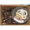 Image 1 : LARGE BOX OF EQUESTRIAN SUPPLIES - 3 HALTERS WITH