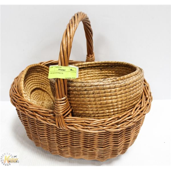 3 WICKER BASKETS