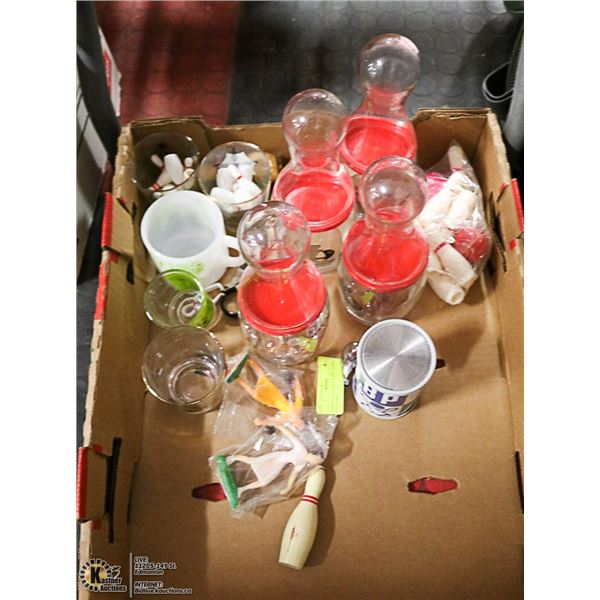 BOWLING GLASSES, RADIO, GAMES, AND MORE