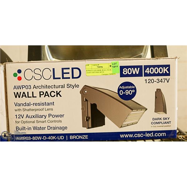 60 WATT LED 5000K WALL PACK LIGHT FIXTURES WITH