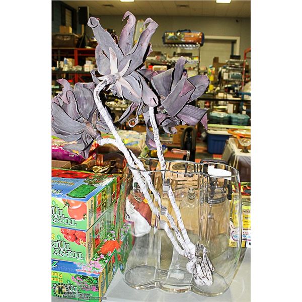 DECORATIVE LARGE VASE WITH FLOWERS