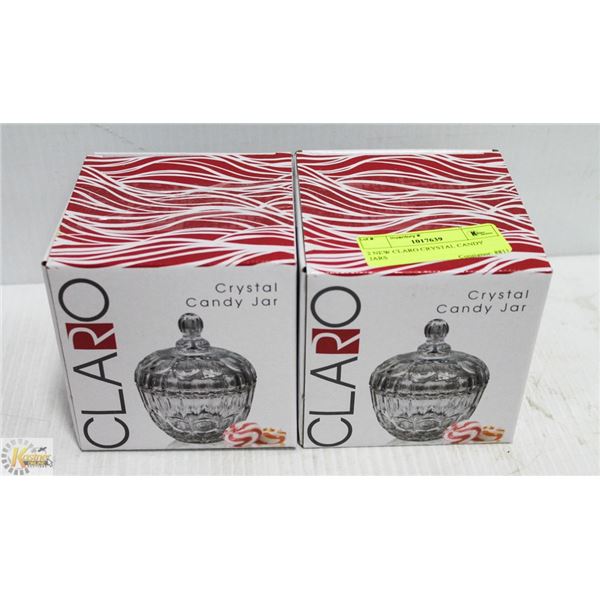 2 NEW CLARO CRYSTAL CANDY JARS