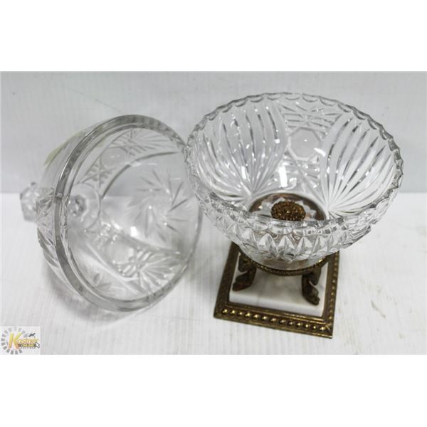 BRASS & PINWHEEL CRYSTALS, CANDY BOWL