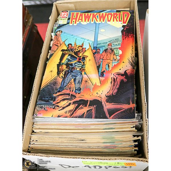 BOX OF MOSTLY DC HAWKWORLD COMICS