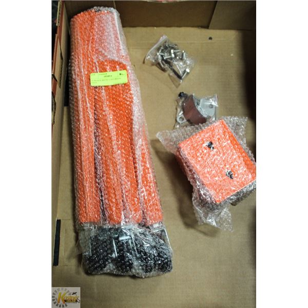 4 ORANGE METAL CASTORS ON LEGS