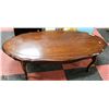 Image 1 : SOLID WOOD OVAL COFFEE TABLE, SOME WEAR-22 X 50