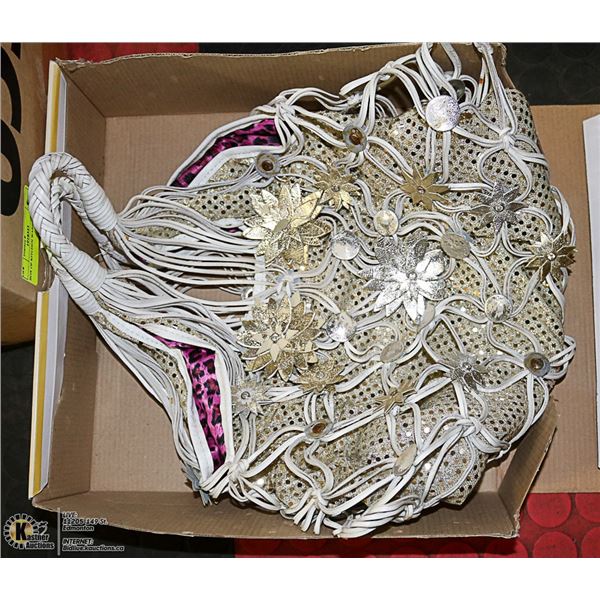 ESTATE BEVERLY FELDMAN WHITE SEQUIN LEATHER