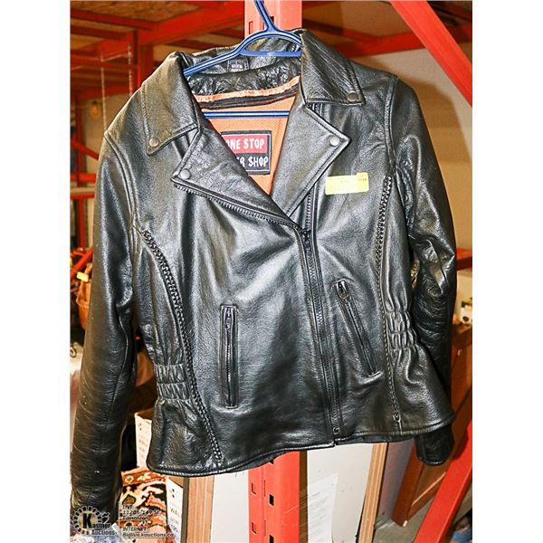 LADIES LEATHER MOTORCYCLE JACKET SIZE L