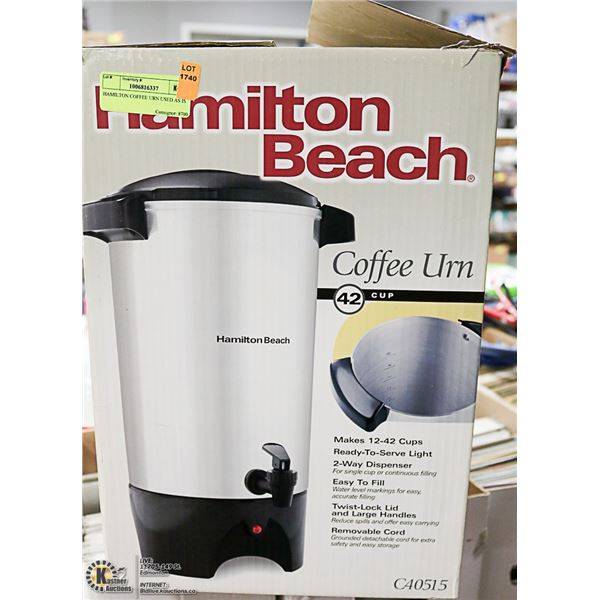 HAMILTON COFFEE URN USED AS IS