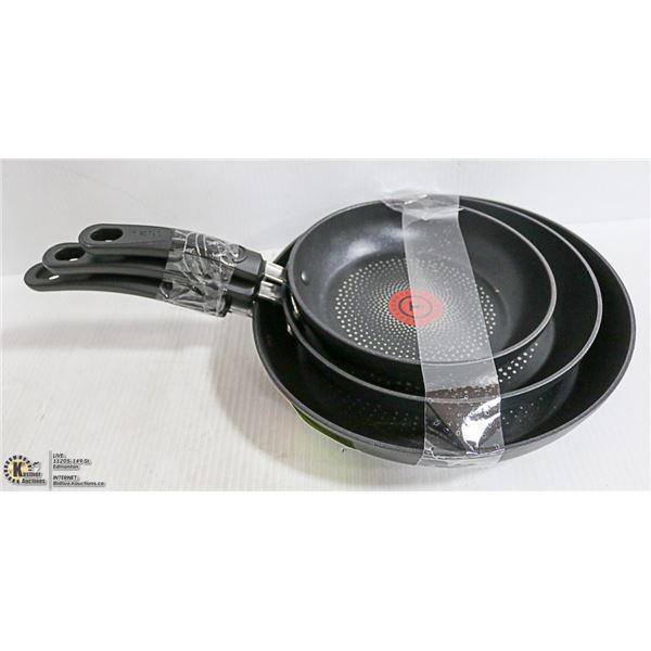 T-FAL 3 PACK TITANIUM NON-STICK FRY PAN SET