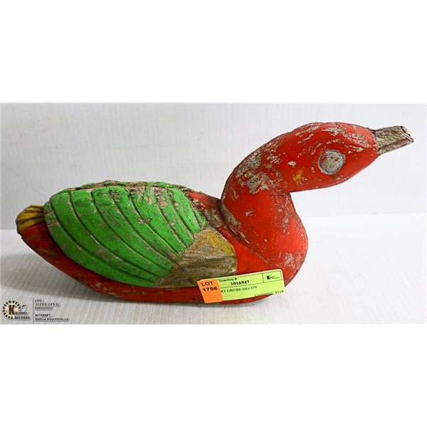 FOLK ART GREBE DECOY