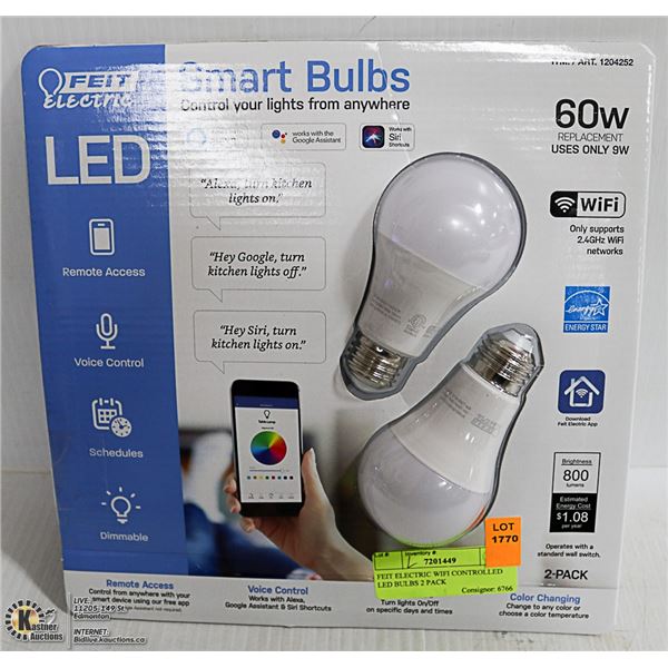 FEIT ELECTRIC WIFI CONTROLLED LED BULBS 2 PACK