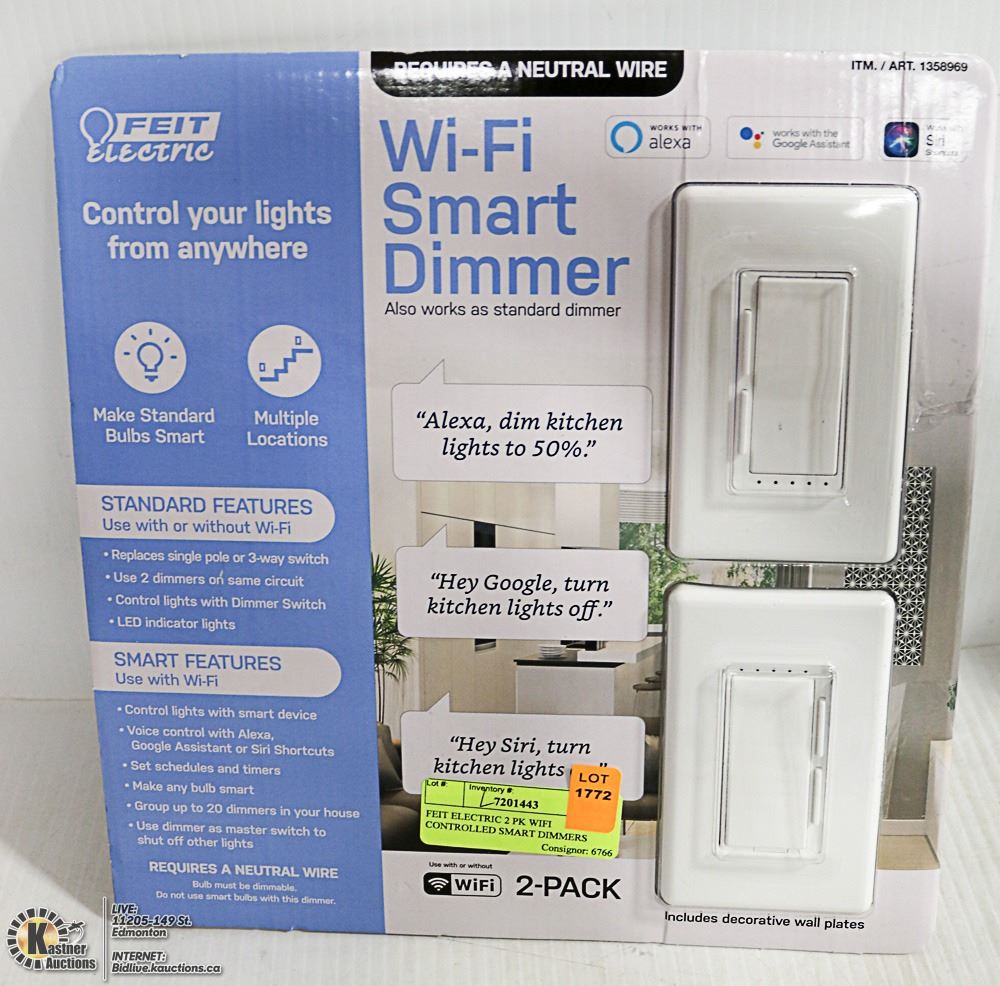 FEIT ELECTRIC 2 PK WIFI CONTROLLED SMART DIMMERS