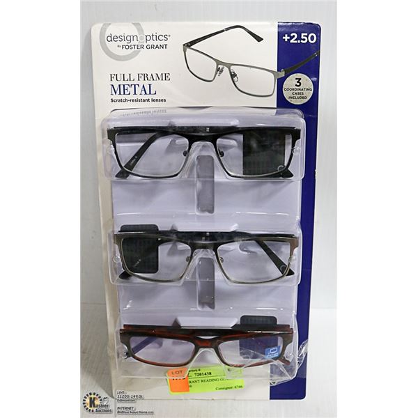 FOSTER GRANT READING GLASSES 3 PACK +2.50