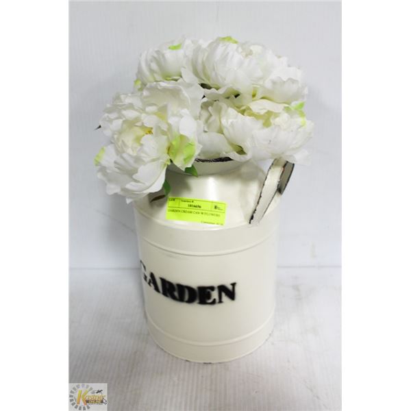 GARDEN CREAM CAN W/FLOWERS