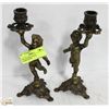 Image 1 : VINTAGE BRASS ANGEL CANDLESTICKS