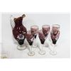 Image 1 : PURPLE WINE DECANTER & 6 GLASSES