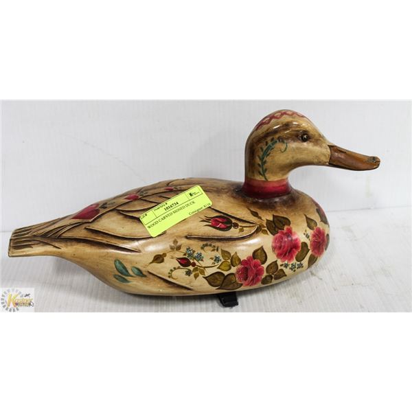 WOOD CARVED SIGNED DUCK