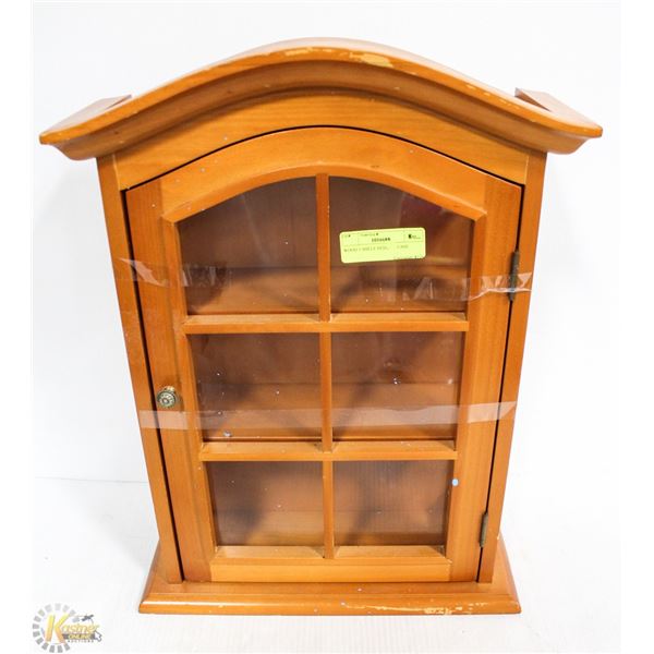 WOOD 3 SHELF DISPLAY CASE