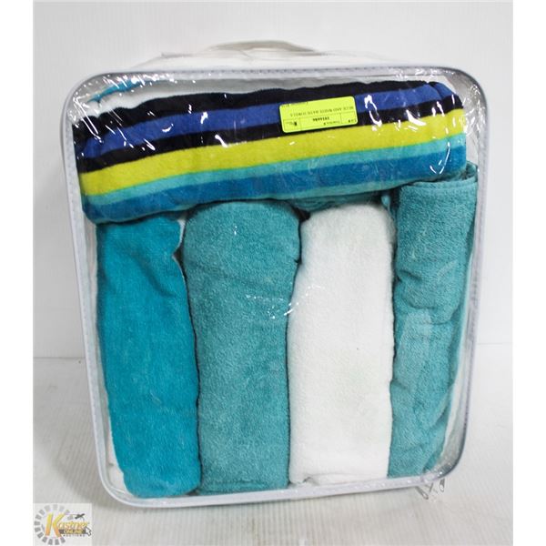 BLUE AND WHITE BATH TOWELS