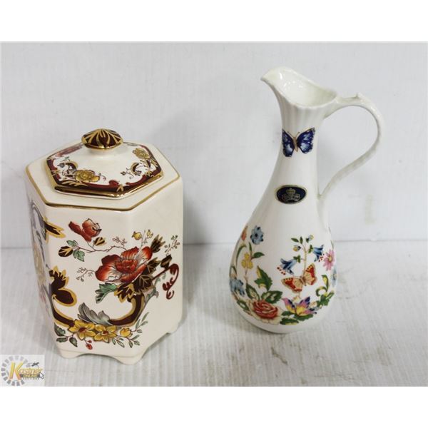 LOT OF TWO ENGLISH MASONS CREAM AND SUGAR SERVER