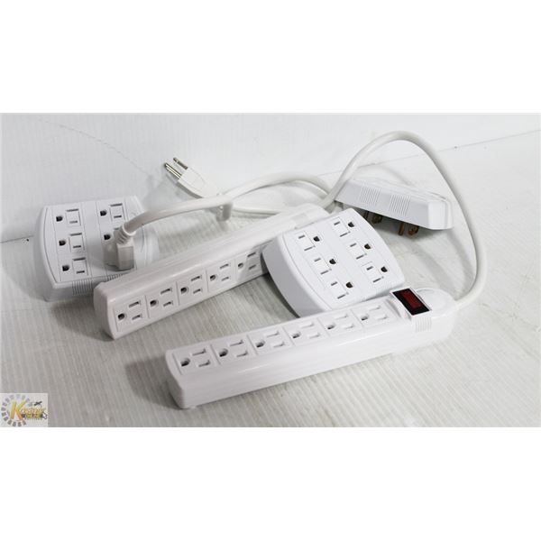 BOX OF ELECTRICAL PLUGS AND CORDS