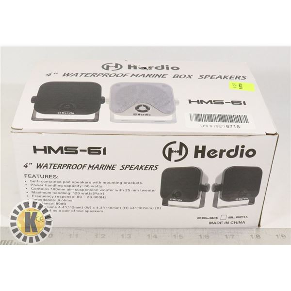 HERDIO 4" WATERPROOF MARINE BOX SPEAKERS