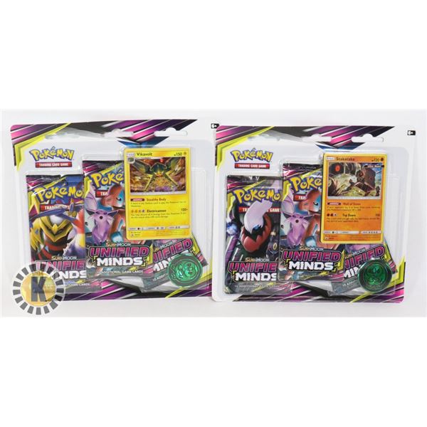 x2 POKEMON 3 BLISTER PACKS, COIN CARD NEW