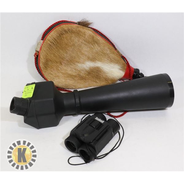 FUR DRINKING FLASK SPOTTING SCOPE & BUSHNELL