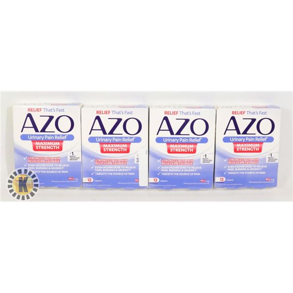 4 PACKS OF AZO URINARY PAIN RELIEF TABLETS