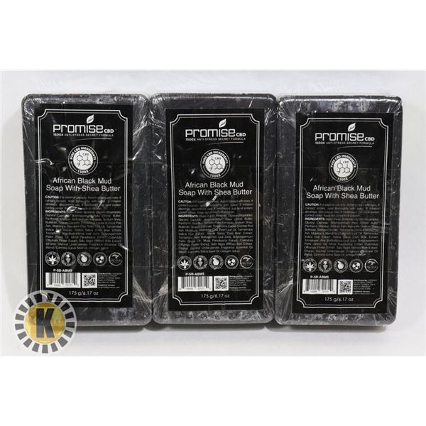 3 BARS OF PROMISE CBD AFRICAN BLACK MUD SOAP