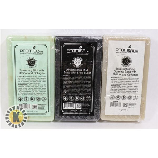 3 ASSORTED BARS OF PROMISE CBD BAR SOAP